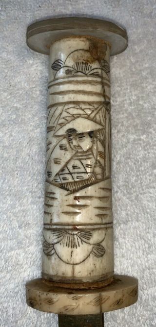 Vintage Antique Japanese Carved Tanto Dagger Knife Scabbard Old Sword