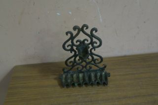 Antique Vintage Judaica Brass Or Iron Moroccan Menorah Hanukkah Oil Lamp 5 " X 5 "