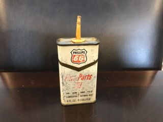 Vintage 1960’s Phillips 66 Fine Parts Oil 4oz Handy Oiler Metal Oil Can - Empty
