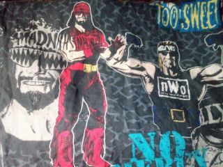 Vintage 1998 Nwo Wcw Twin Fitted Sheet Hollywood Hogan Macho Man Randy Savage