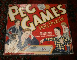 Vintage Peg Games And Peg Puzzle No.  3192 By Transogram Co.  Inc.  York,  N.  Y.