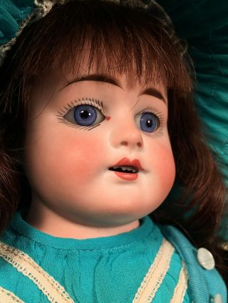 17” Antique German Leather Body Doll Vtg Porcelain Bisque Shoulder Head Girl