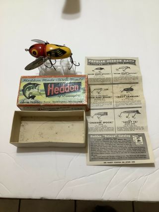 Heddon 2100 Xry Wooden Crazy Crawler In Unmarked Box,  W/insert
