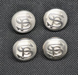 Four Vintage Silver - Plated Southern Pacific Railroad Uniform & Hat Buttons