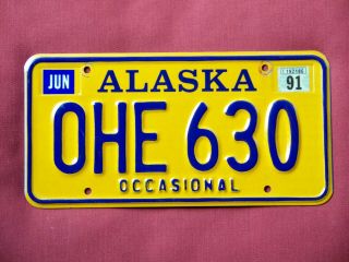 1991 Alaska Occasional License Plate Ohe 630 Natural