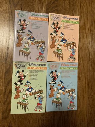 Vintage Disney Keyboard 4 Pack Instruction Books Circa 1989 Fun - Damentals 1&2