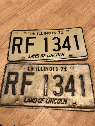 1971 Illinois Passenger License Plate Pair - - " Rf1341