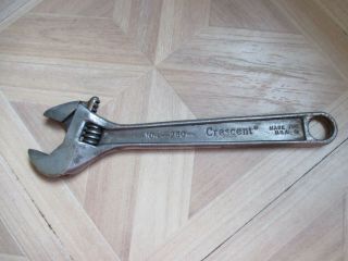 Vintage Usa Made 10 " Crescent Brand Adjustable Wrench Opens To 1 - 5/16 "
