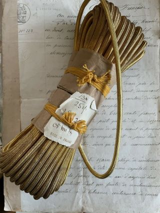 Antique Vintage Gold Metallic Wire Tubular Cord Military Shoulder Aiguillette