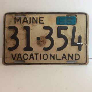 Vintage 1955 Maine License Plate With Metal Tag