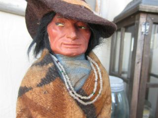 Vintage Antique Native American Indian Man Bully Good Skookum 12 " Doll