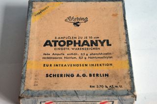 Vintage Very Rare Medicine - Atophanyl - 5 Amp.  10 Ccm Each.