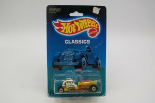 Vintage Hot Wheels Classics T - Bucket Yellow Flames 1988 Blue Card Blackwall Hw