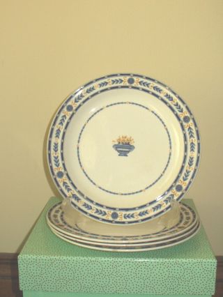 Four Vintage Wedgwood The Etruria Blue Laurel Plates - 10 "