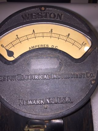 Vintage Antique Weston,  0 - 1.  0 Amp Dc Ammeter,  Cast Iron Frame,  Steampunk