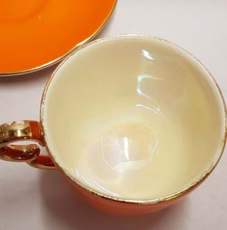 Vintage Crown Devon Orange Lustre and Gilt Demitasse Cup & Saucer c1930s 2