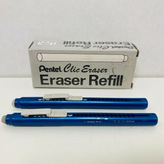 Vintage 2 Pentel Clic Retractable Erasers Ze - 21 Japan With 6 Refills Zer - W X