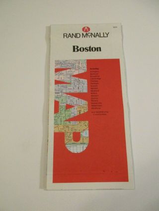 Rand Mcnally Boston Massachusetts City Street Travel Road Map Blue Box