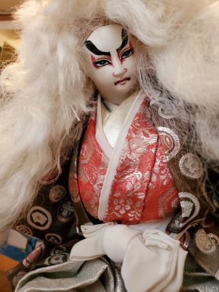 15 " Rare Antique Japanese Kabuki Samurai Warrior Doll Figurine Long Hair