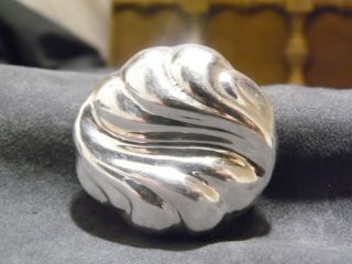 Vintage Taxco Mm 34 925 Mexico Sterling Silver Scalloped Swirl Brooch Pendant