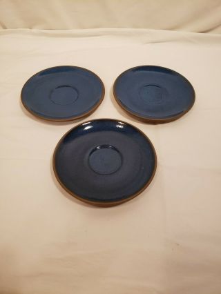 Set Of 3 Heath Ceramics Blue Moonstone Saucers,  Marked Bottoms,  Vintage