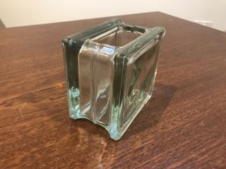 Vintage Mid Century Clear Glass Brick Vase West Germany Architecture