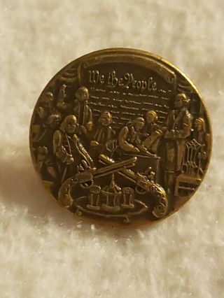 Vintage We The People Constitution Usa American Brasstone Lapel Hat Vest Pin