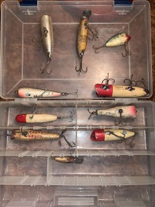 Assorted Vintage Fishing Lures - Most Wooden.  Some No Names Box