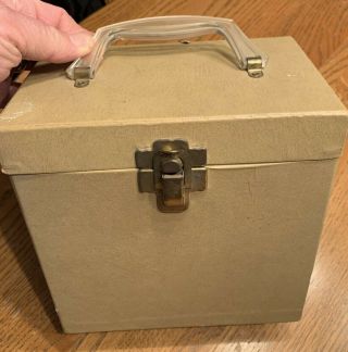 Vintage 45 Rpm Record Case 7” Amfile Platter Pak Cardboard Case With Handle