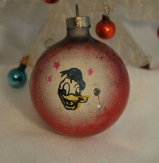 Vintage Disney Donald Duck Mercury Glass Christmas Ornament Shiny Brite 1940 - 50s