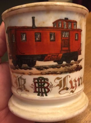 Antique Occupational Shaving Mug - M.  R.  Lynott - Brotherhood Railroad Trainmen