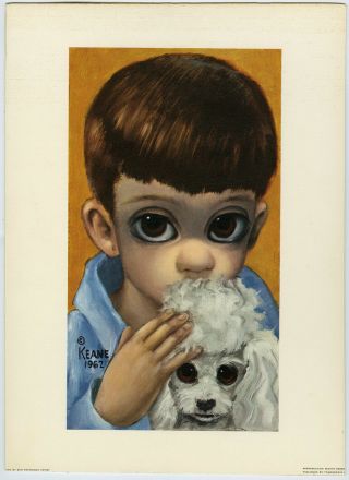 1962 Vintage Margaret Keane Fine Art Big Eyes Print A Boy And His Dog Haunting