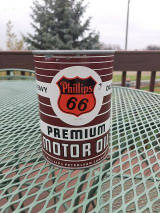 Vintage Oil Can Phillips 66 Premium Motor Oil Antique Oil Can Full