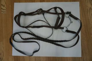 Vintage Bridle Braided Reins Marked Carriage Saddlery Costa Mesa Ca Leather