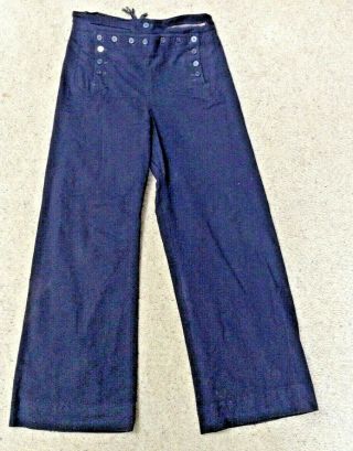 Vintage Navy Military Wool Pants With Button Down Front Bell Bottom Pants