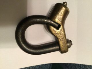 Antique Very Old Brass And Iron Padlock And Key “gun Rack Lock”