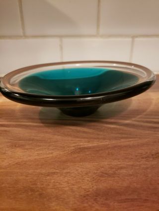 Vintage Cobalt Blue Art Glass 8 1/4 " Long Centerpiece Oval Bowl