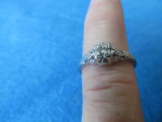Vintage 14k White Gold Ring With Small Diamond