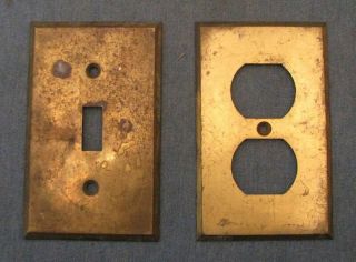 Vintage Beveled Edge Brass Light Switch Outlet Cover Plate