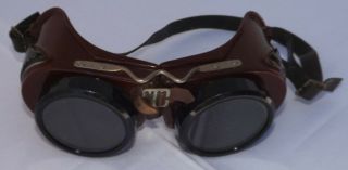 Vintage Welding Goggles Type B Welsh Mfg.  Co.  Steampunk Glasses Strap