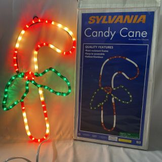 Sylvania Rope Light Silhouettes Christmas Candy Cane Vtg Indoor/outdoor