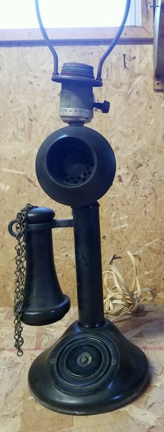 Antique Automatic Electric Co Candlestick Telephone Crafted Into A Lamp.