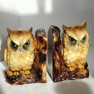 Vintage Ucagco Owl Bookends United Ceramics And Glass Co