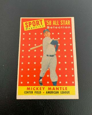 1958 Topps All Star Mickey Mantle Card 487 Ex