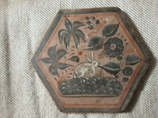 Vintage Iznik Turkish Persian Islamic Pottery Hexagon Tile