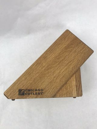 Vintage Chicago Cutlery Wood Knife Block Storage 9 Slot Oak