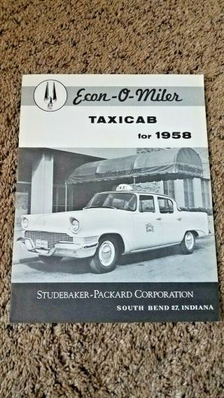 1958 Econ - O - Miler Studebaker/packard Corp.  Taxi Cab Specs.  & Equip.  Brochure