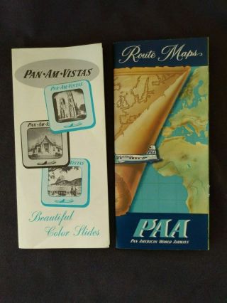 Vintage 1950s Pan Am World Airways Paa Route Map Plus 1 Other Ephemera Piece
