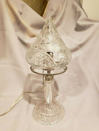 Antique Cut Glass Crystal Victorian Style Lamp