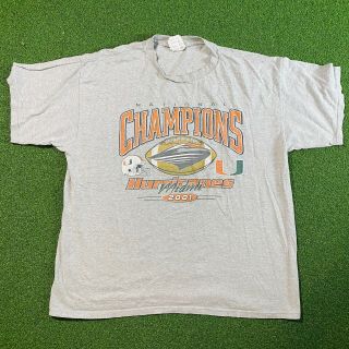 2001 Miami Hurricanes National Champions Shirt Vintage Ncaa Football Size Xl